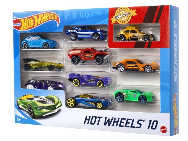 HOT WHEELS DIE CAST BASICS PAQUETE DE 10 AUTOS (6 SET)